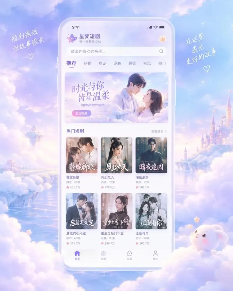 黄果短剧在线 APP - 治愈系短剧首页 黄果短剧在线 APP 首页界面